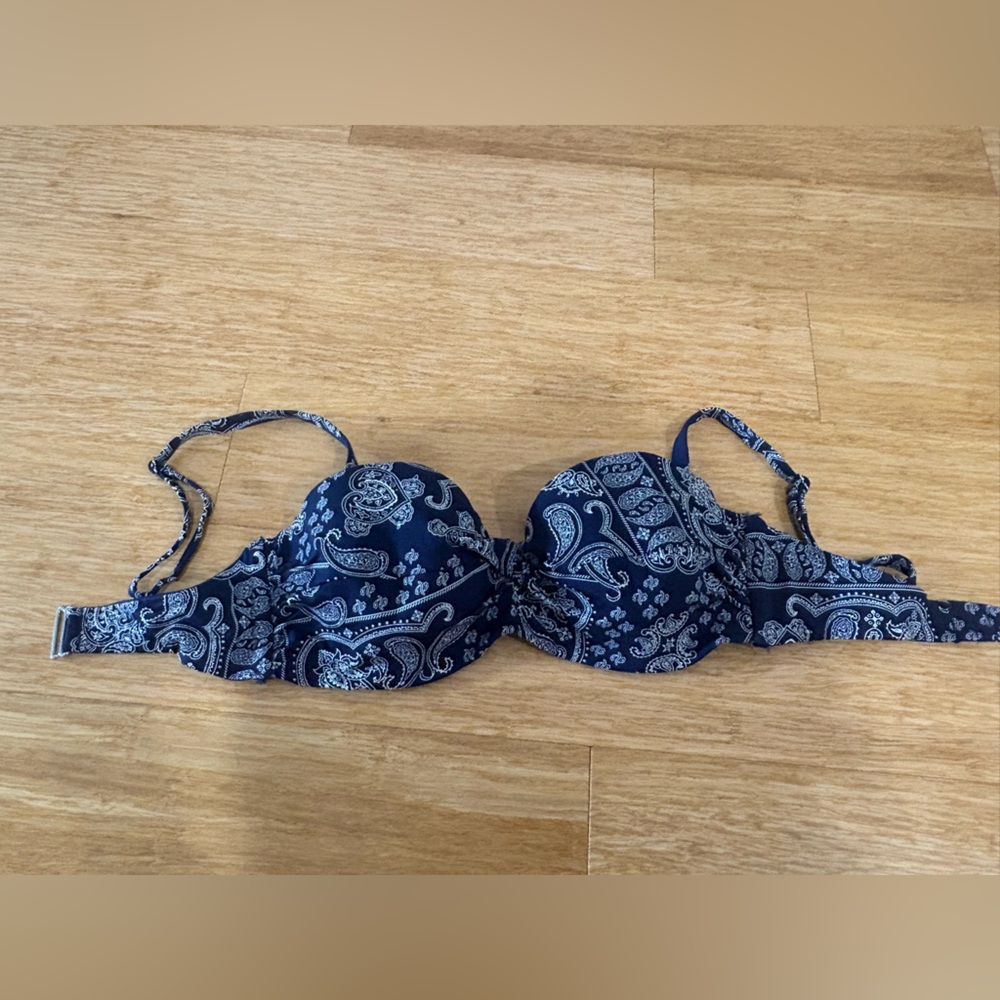 H&M Navy Paisley Bikini Top